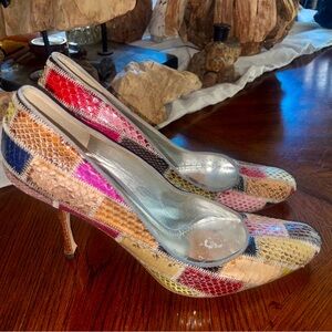 Vintage Dolce and Gabbana snakeskin patchwork heels size 39. (8)